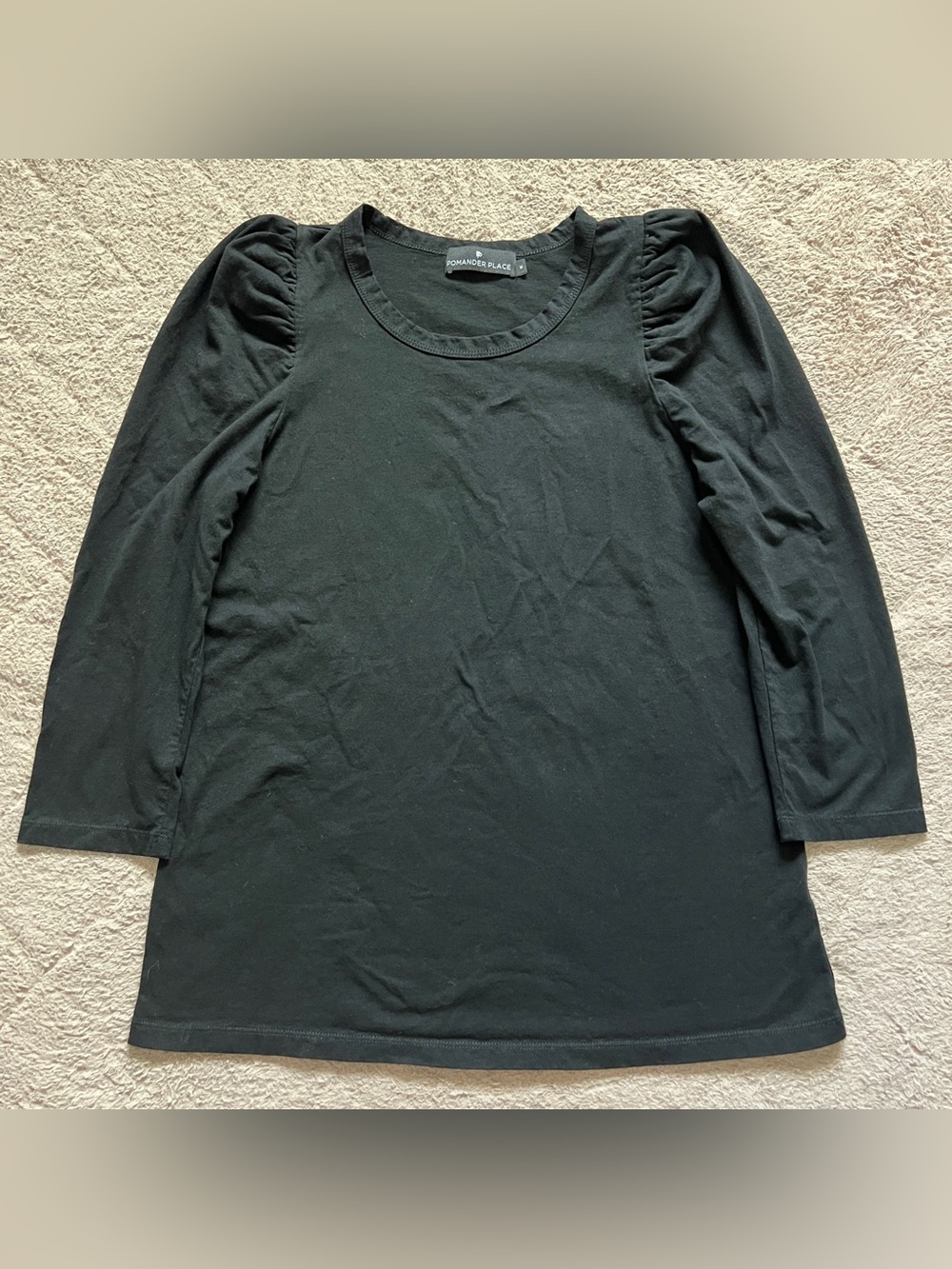 Pomander Place Tuckernuck Puff 3/4 Sleeve Cotton Top Preppy Minimalist Boxy Sz M